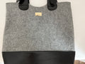 Grey & Black Designer Handbag - Two-Tone Tote Bag