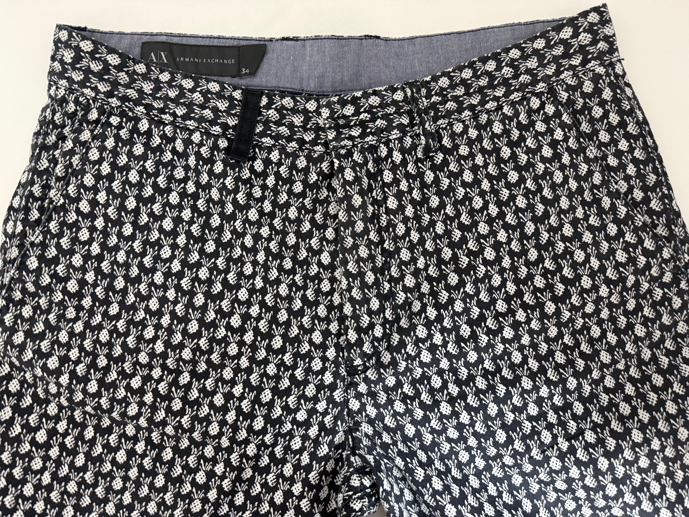 Black & White Patterned Trousers - Mini Floral Print Pants