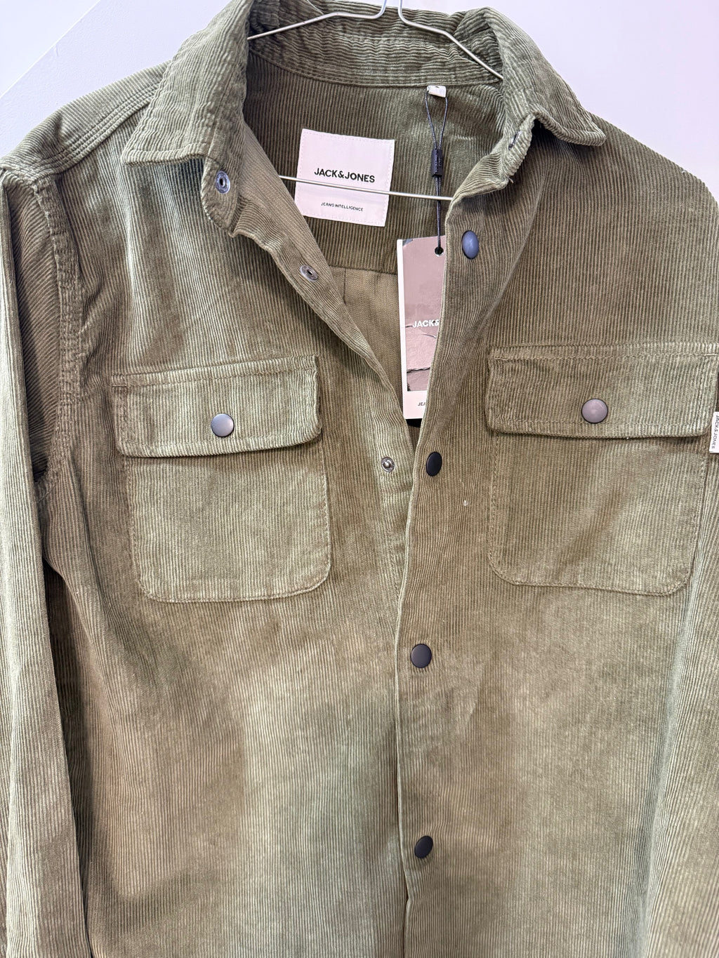 Olive Green Corduroy Shirt Jacket - Utility Style Overshirt