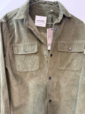 Olive Green Corduroy Shirt Jacket - Utility Style Overshirt