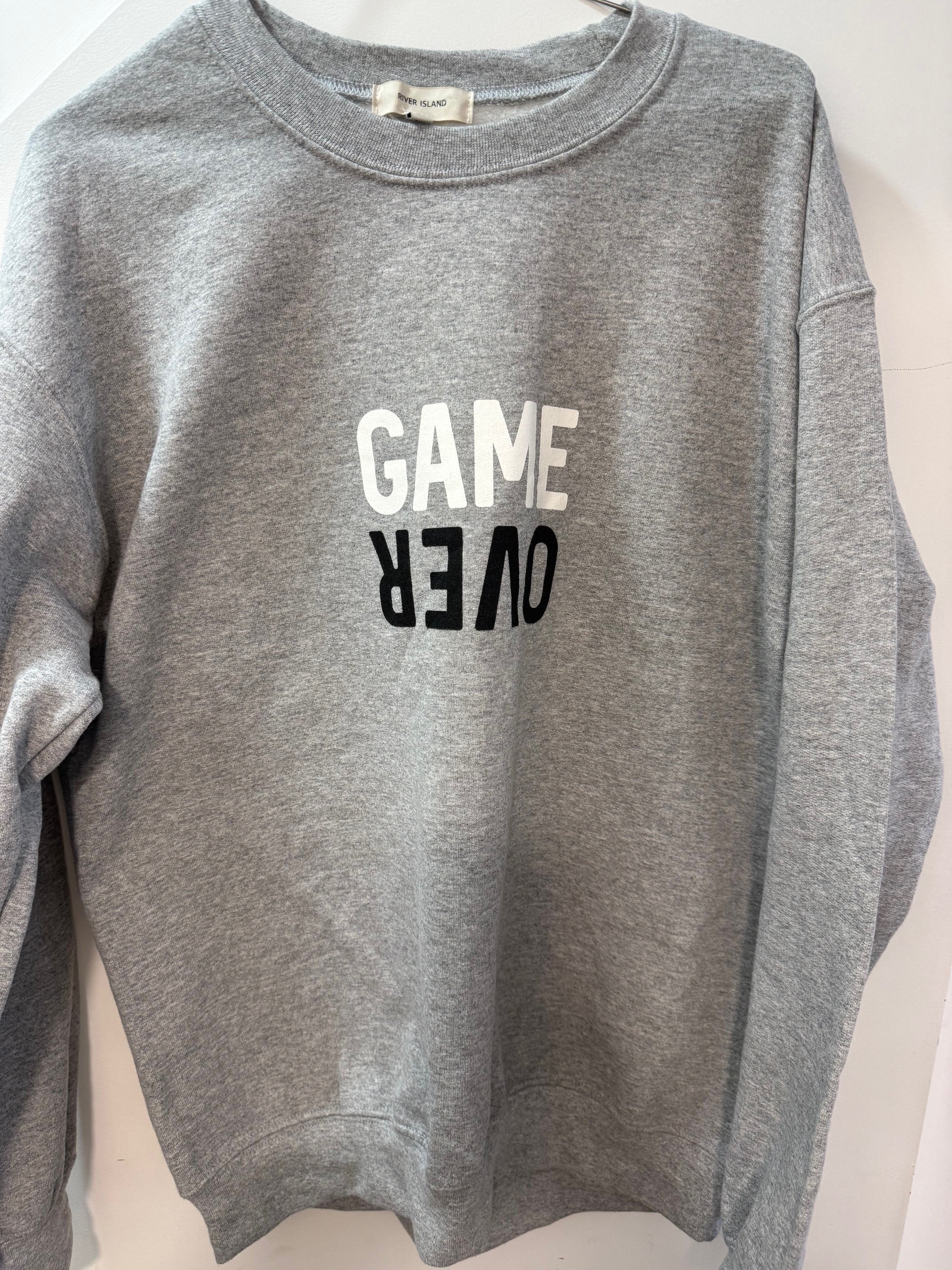 Game Over Graphic Sweatshirt - Grey Crew Neck