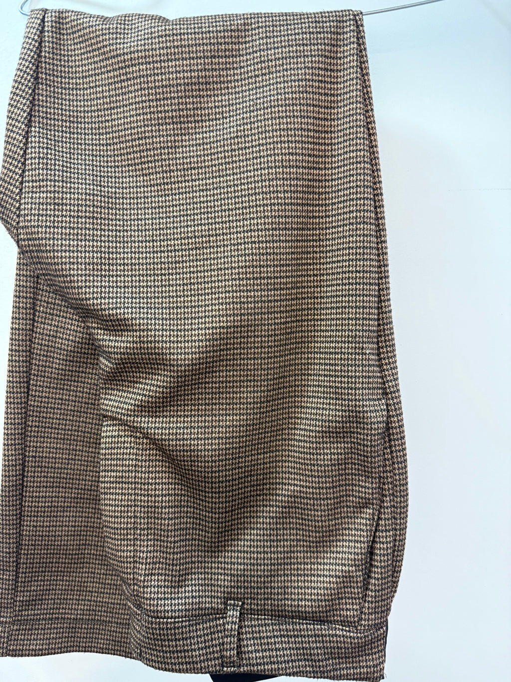 Brown Houndstooth Tailored Trousers
