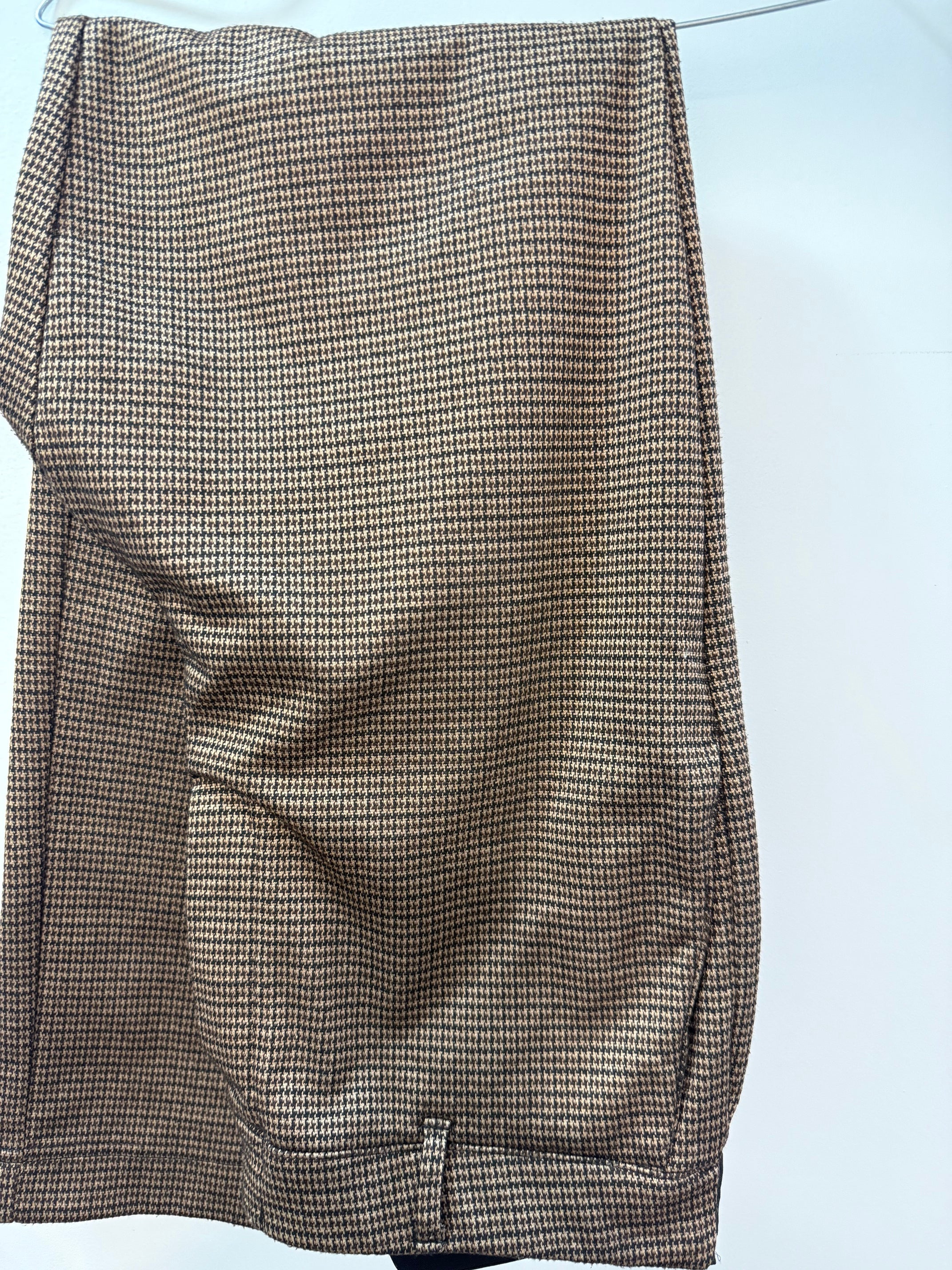 Brown Houndstooth Tailored Trousers