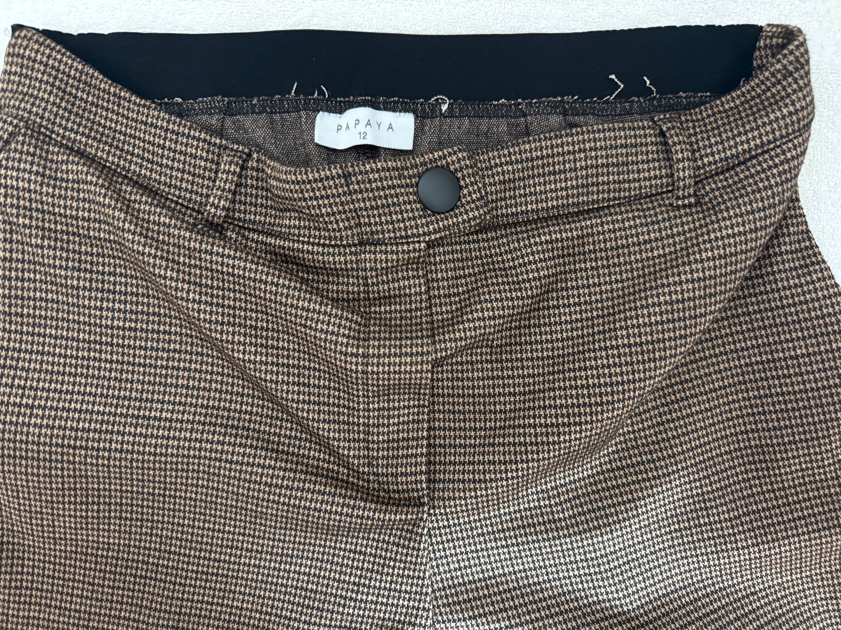 Brown Houndstooth Tailored Trousers