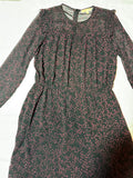 Green Ditsy Floral Print Midi Dress - Long Sleeve