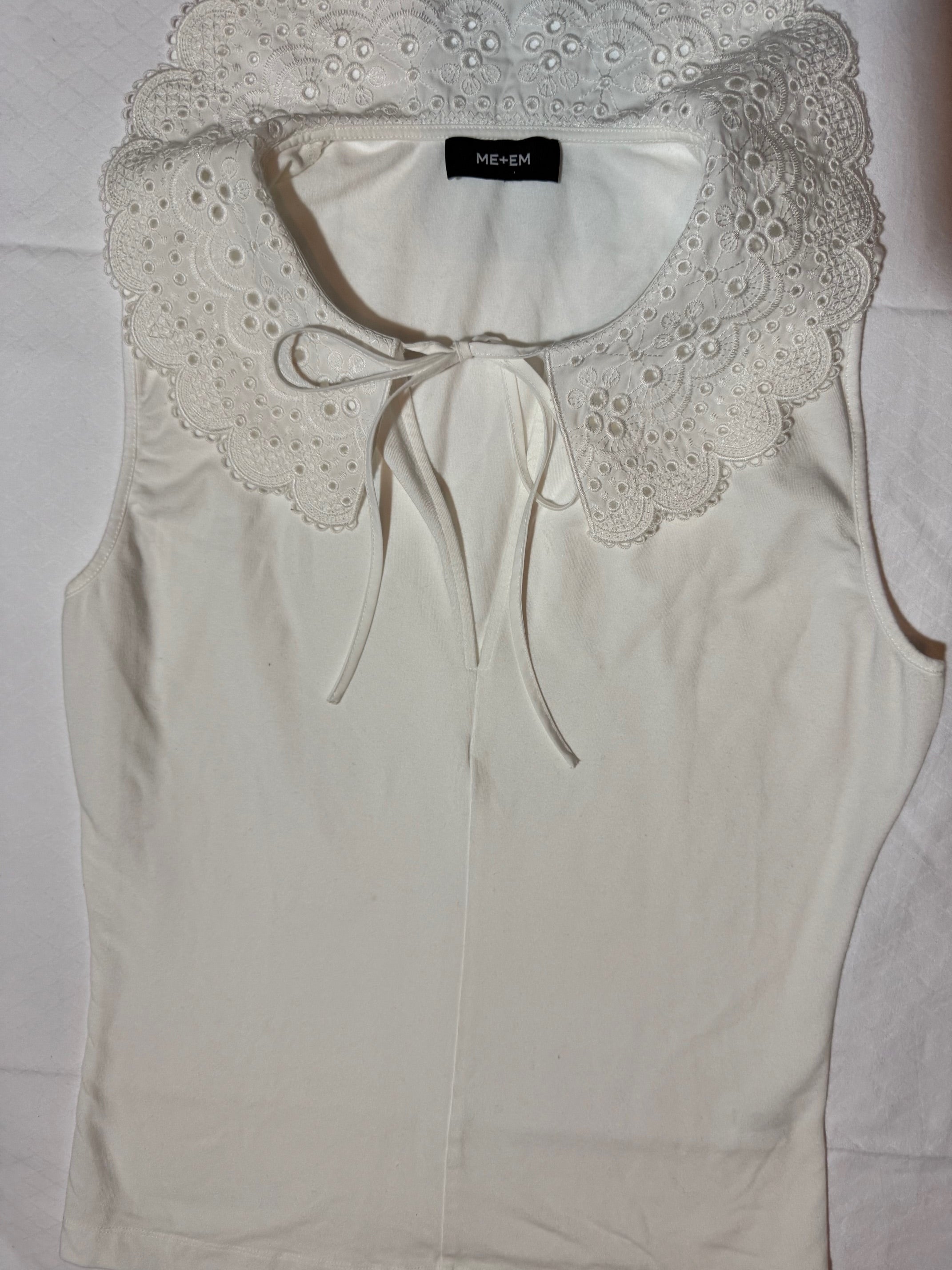 ME+EM Cream Blouse with Embellished Scalloped Collar