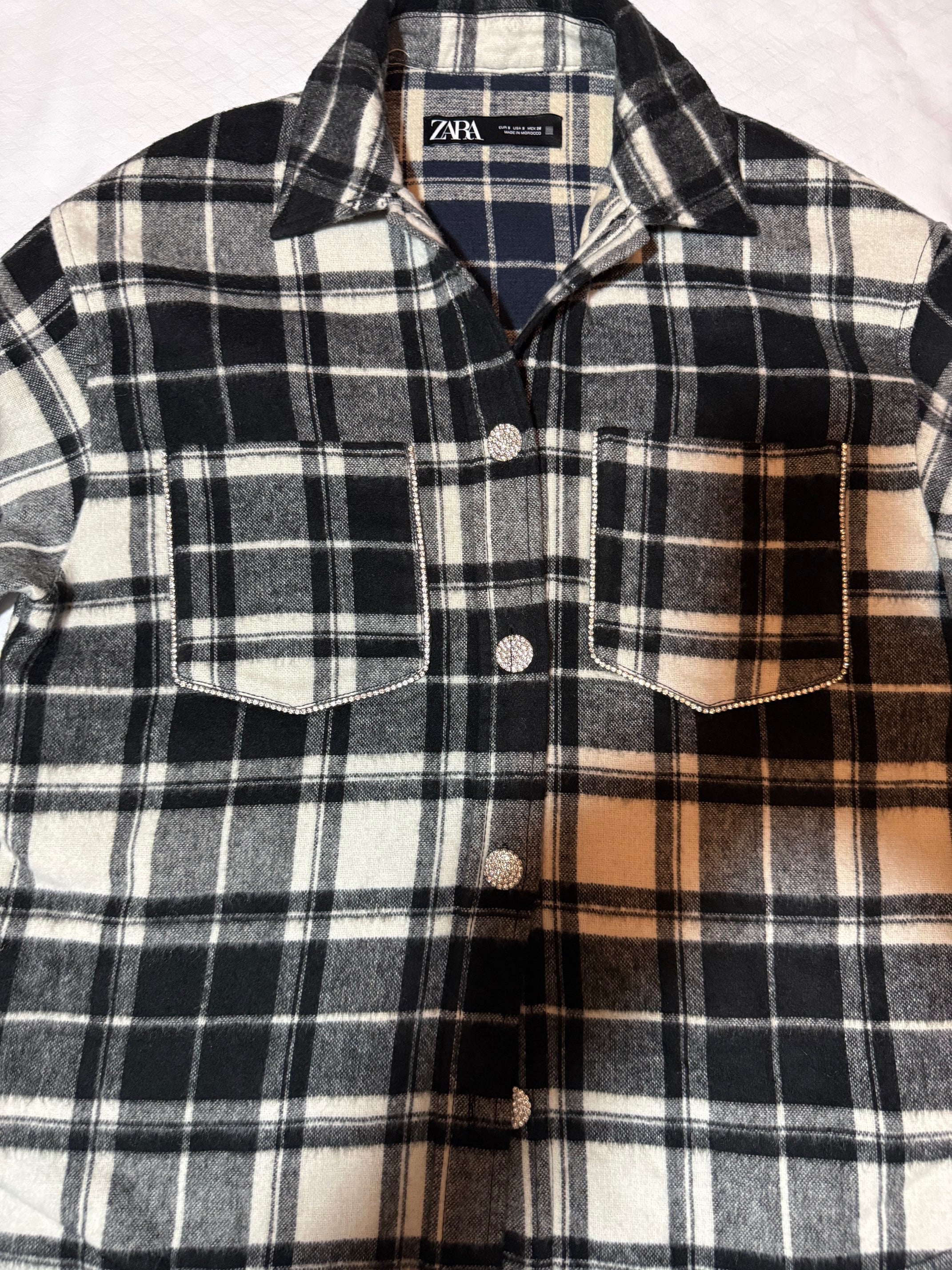 Zara Black & White Flannel Overshirt - Plaid Shacket