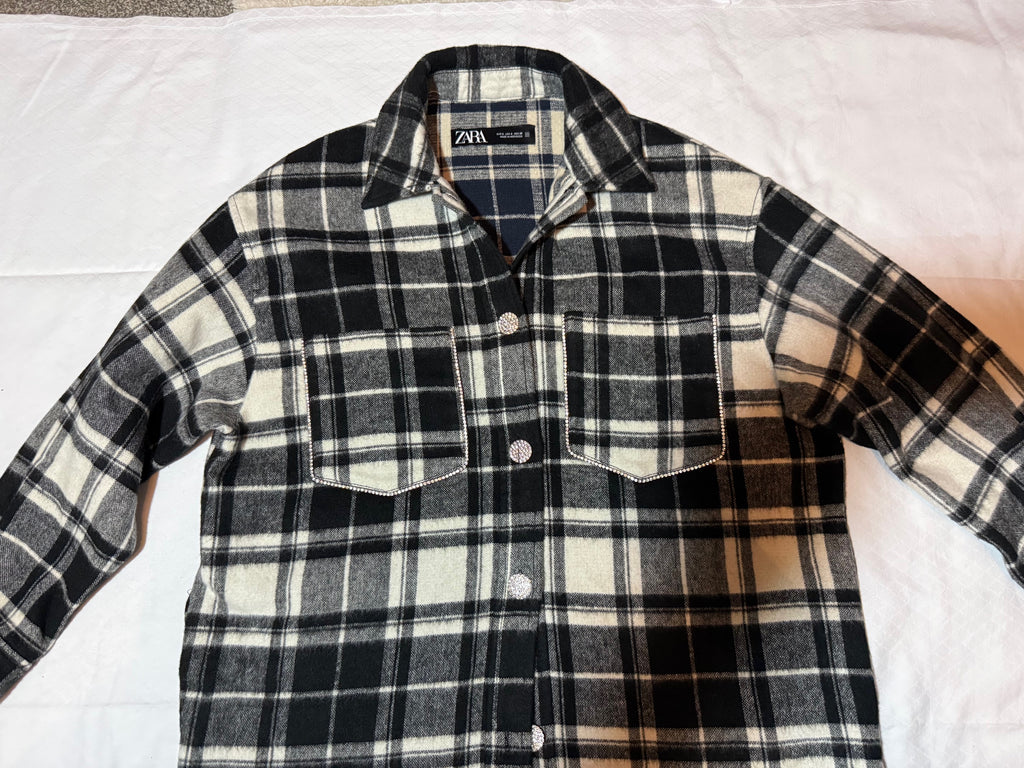 Zara Black & White Flannel Overshirt - Plaid Shacket
