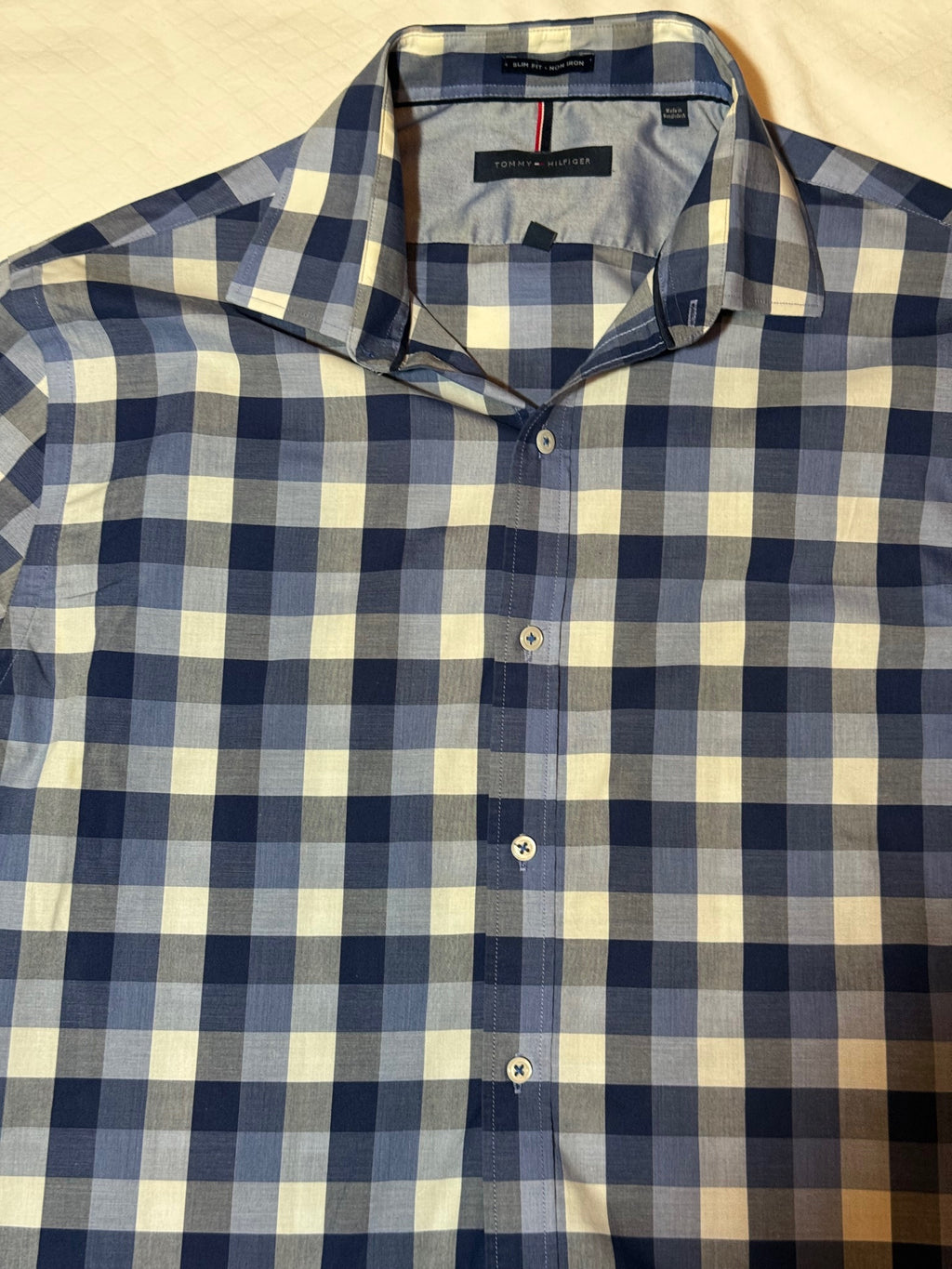 Tommy Hilfiger Navy & Yellow Check Shirt - Men's Long Sleeve