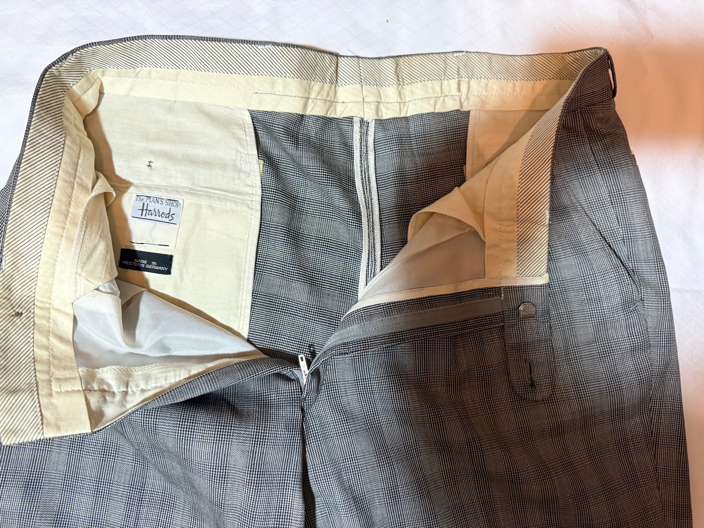 Harrods Grey Check Suit - Men's Two-Piece Tailored Suit