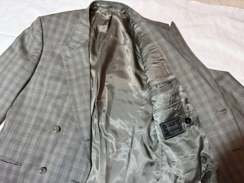 Harrods Grey Check Suit - Men's Two-Piece Tailored Suit