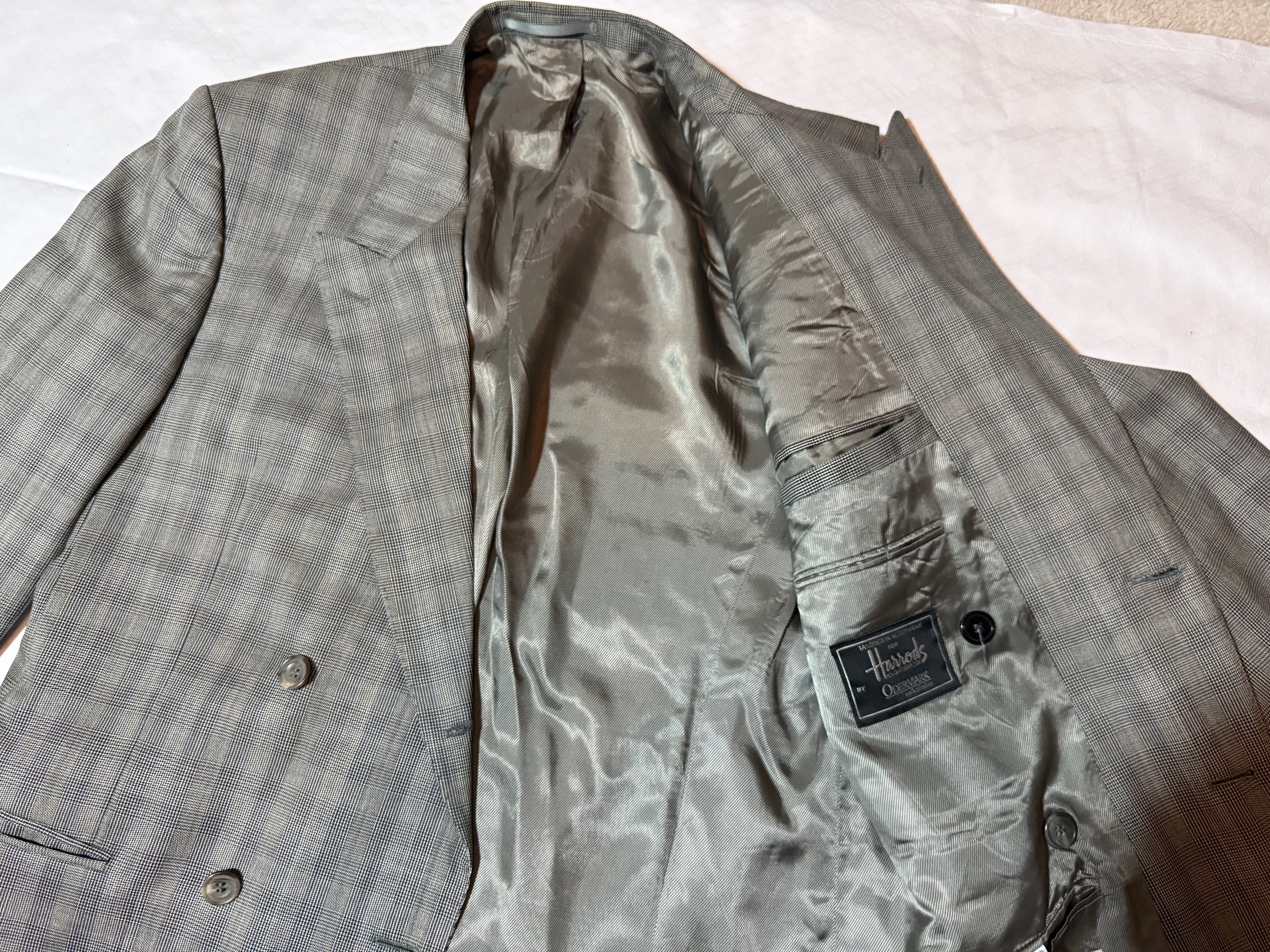 Harrods Grey Check Suit - Men's Two-Piece Tailored Suit
