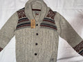 Men's Cable Knit Cardigan - Beige with Fair Isle Pattern