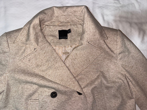 Boohoo Beige Double-Breasted Coat - Women's Tailored Jacket