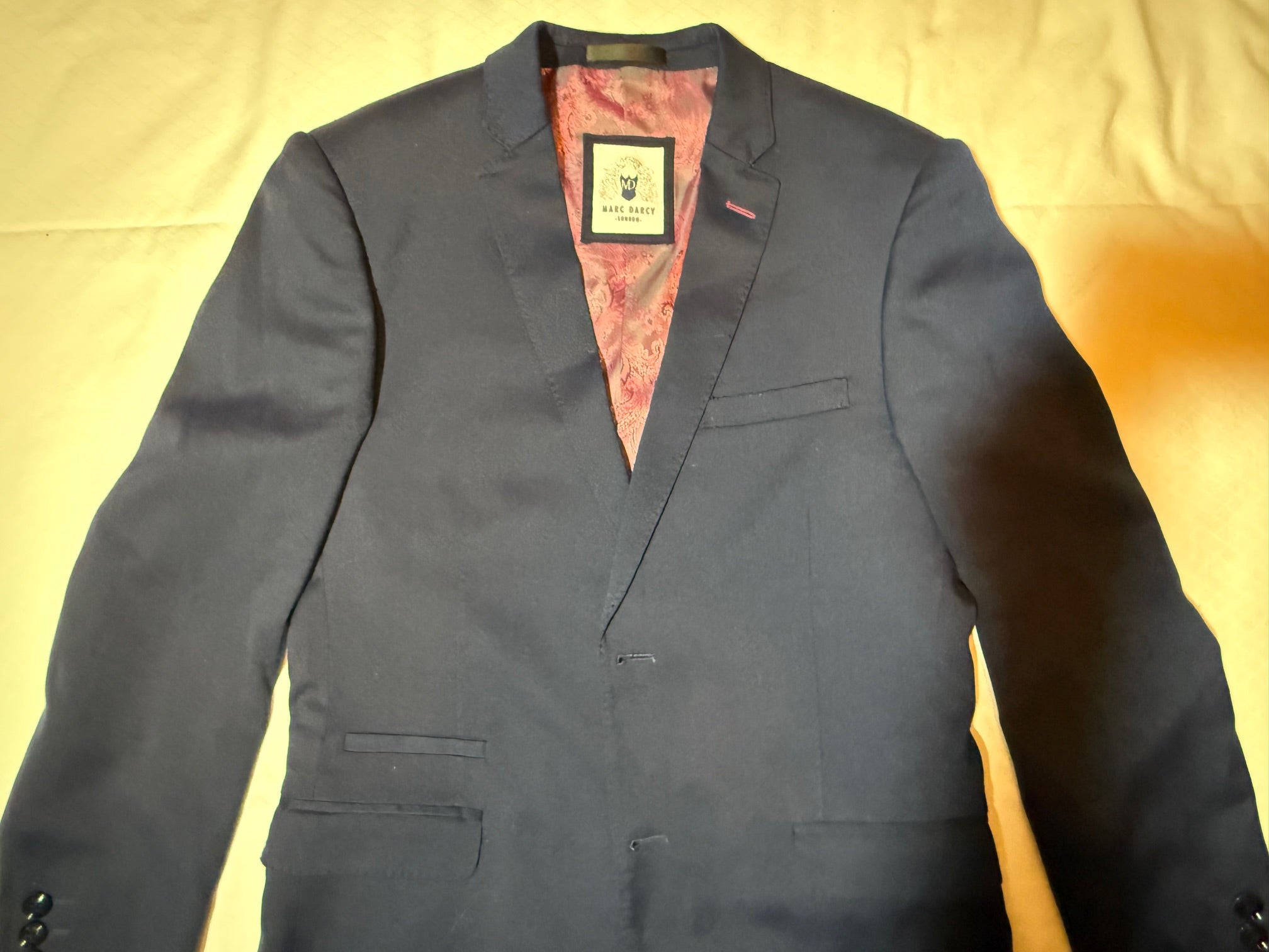 Marc Darcy Navy Blazer with Pink Lining - Men's Formal Jacket