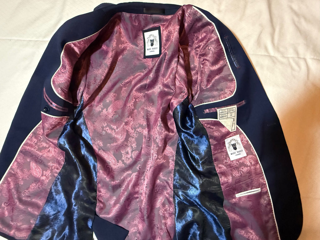 Marc Darcy Navy Blazer with Pink Lining - Men's Formal Jacket
