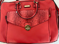 Aldo Red Handbag with Snake Print Detail - Designer Tote Bag