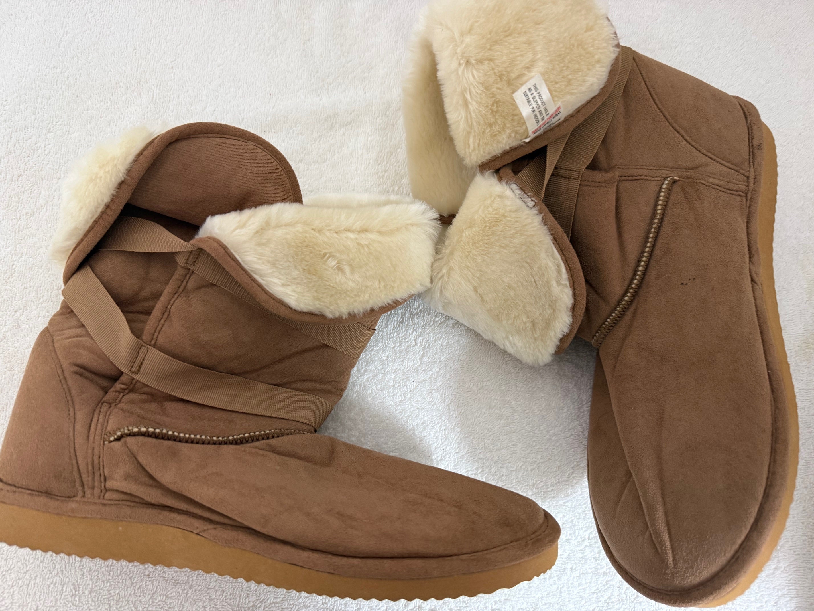 Tan Suede Boots with Faux Fur Lining - Women's Winter Boots