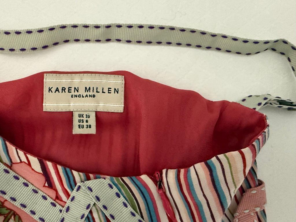 Karen Millen Striped Floral Dress - Multicolored UK 16