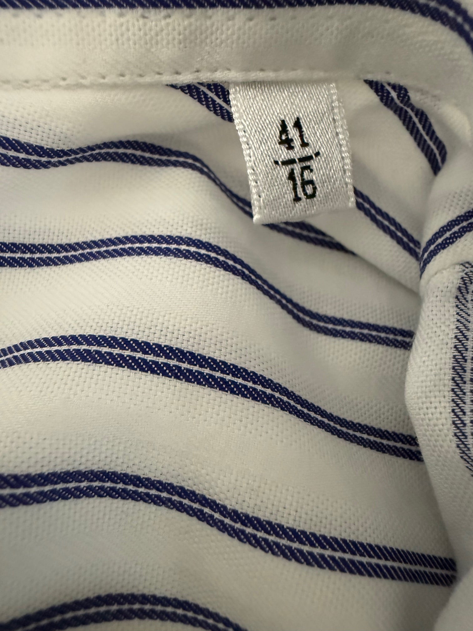 Armani Collezioni Navy & White Striped Shirt - Size 41/16