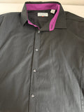 Ted Baker Endurance Grey Shirt with Pink Contrast Trim - Size 17