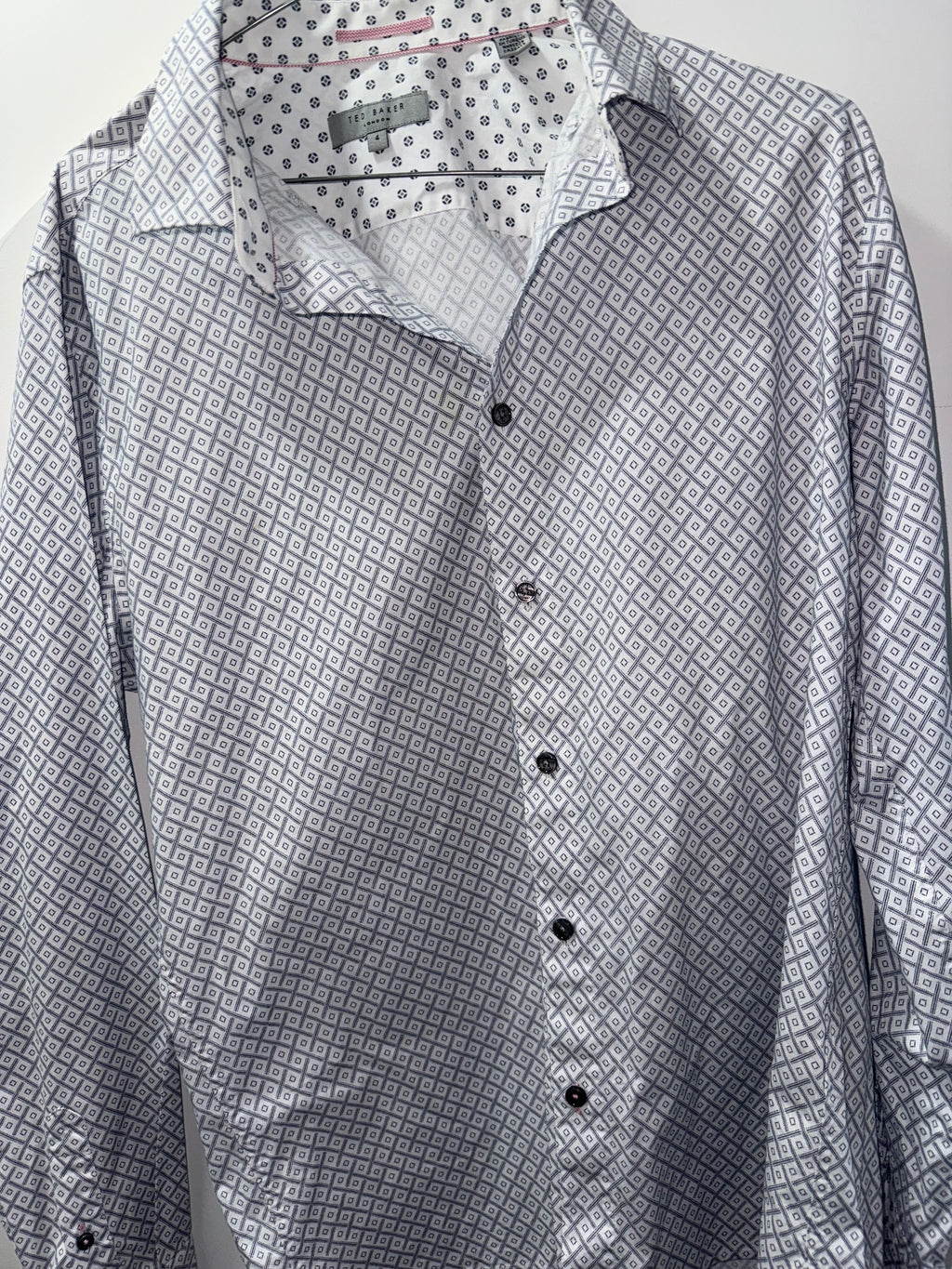 Ted Baker Grey & White Geometric Print Shirt - Men's Long Sleeve