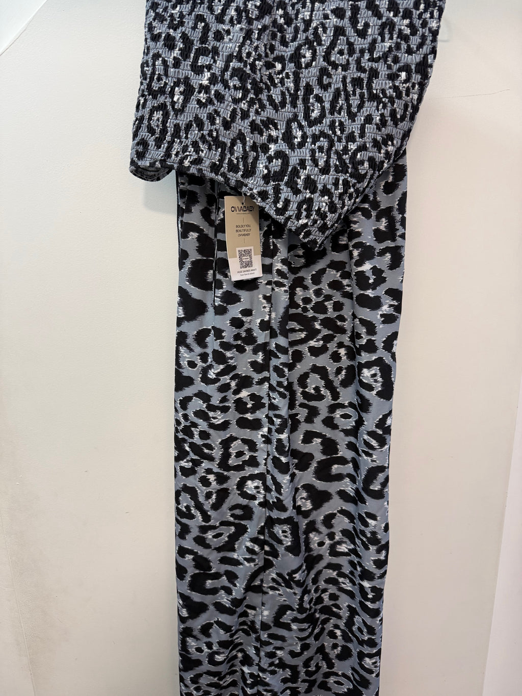 Leopard Print Smocked Midi Dress