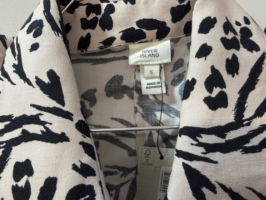 River Island Animal Print Shirt - Beige & Black