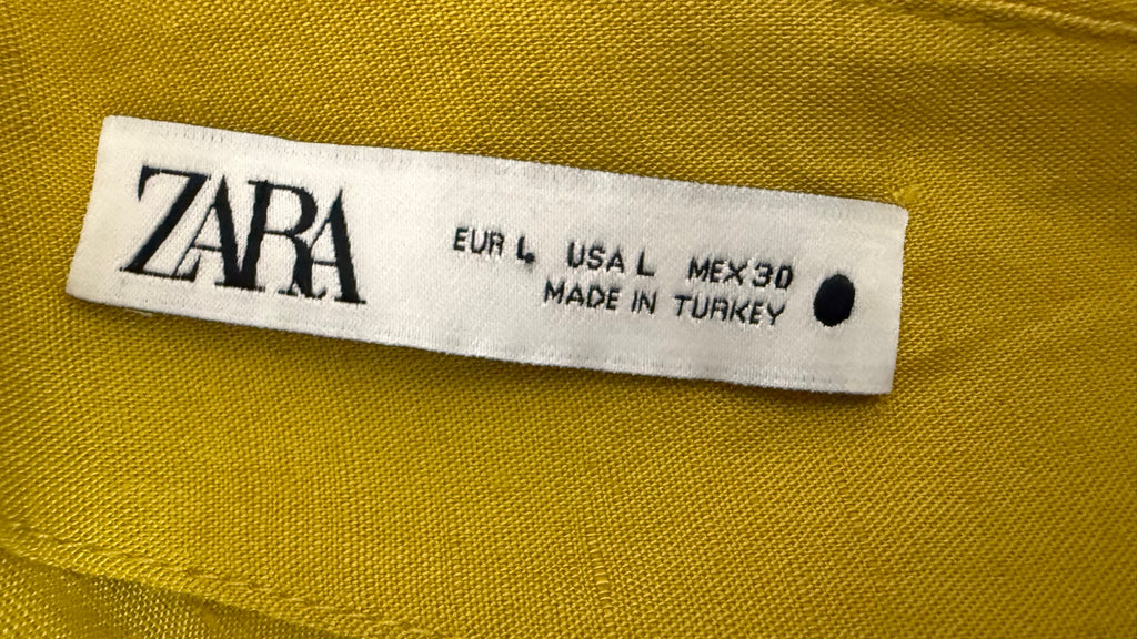 Zara Mustard Yellow Draped Dress Size L