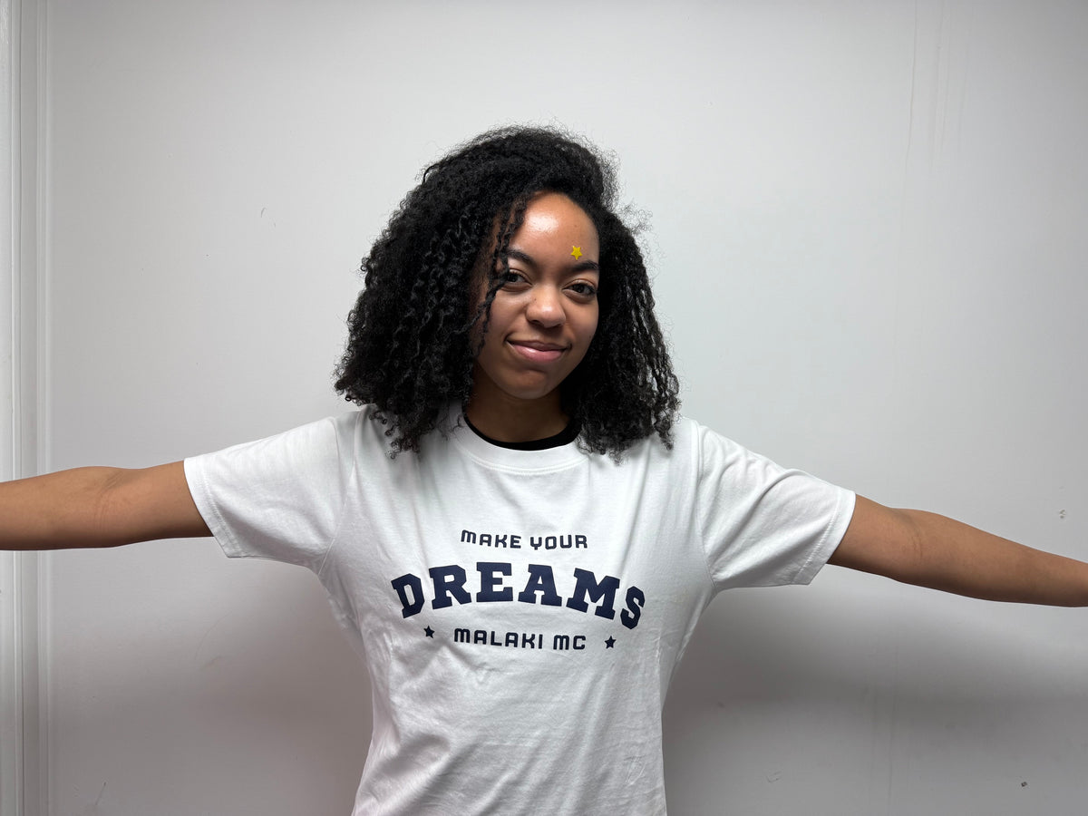Malaki MC Make Your Dreams White T-Shirt - front facing model