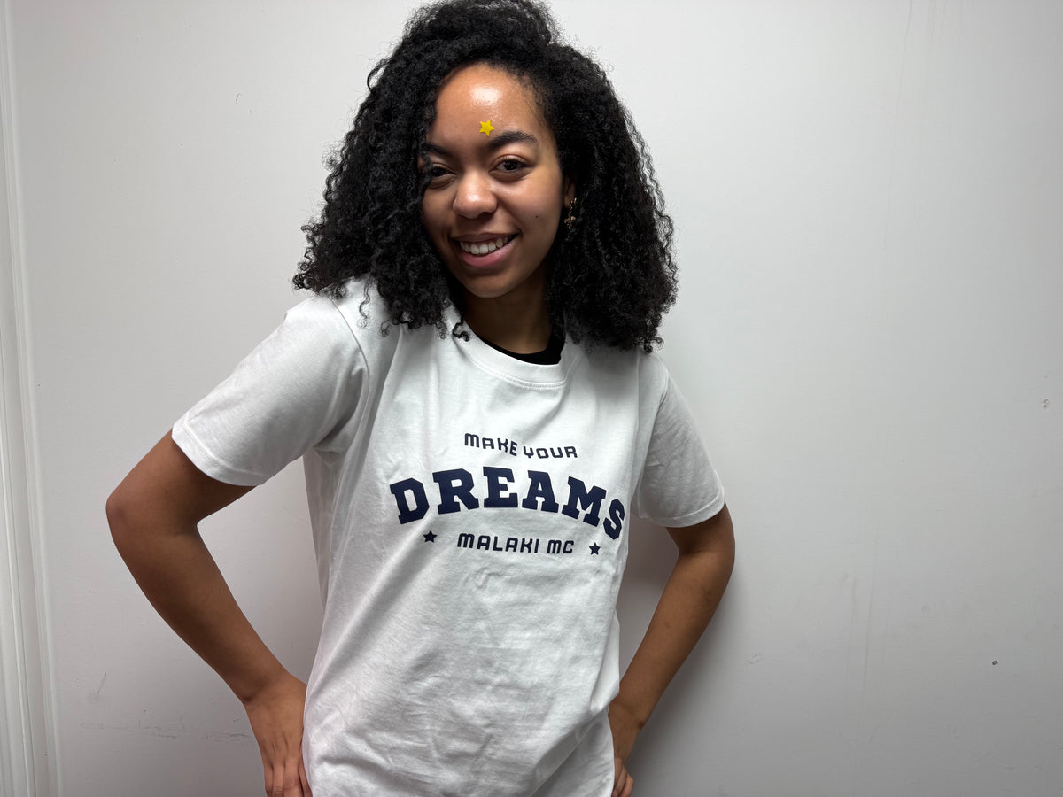 Malaki MC Make Your Dreams White T-Shirt - relaxed pose