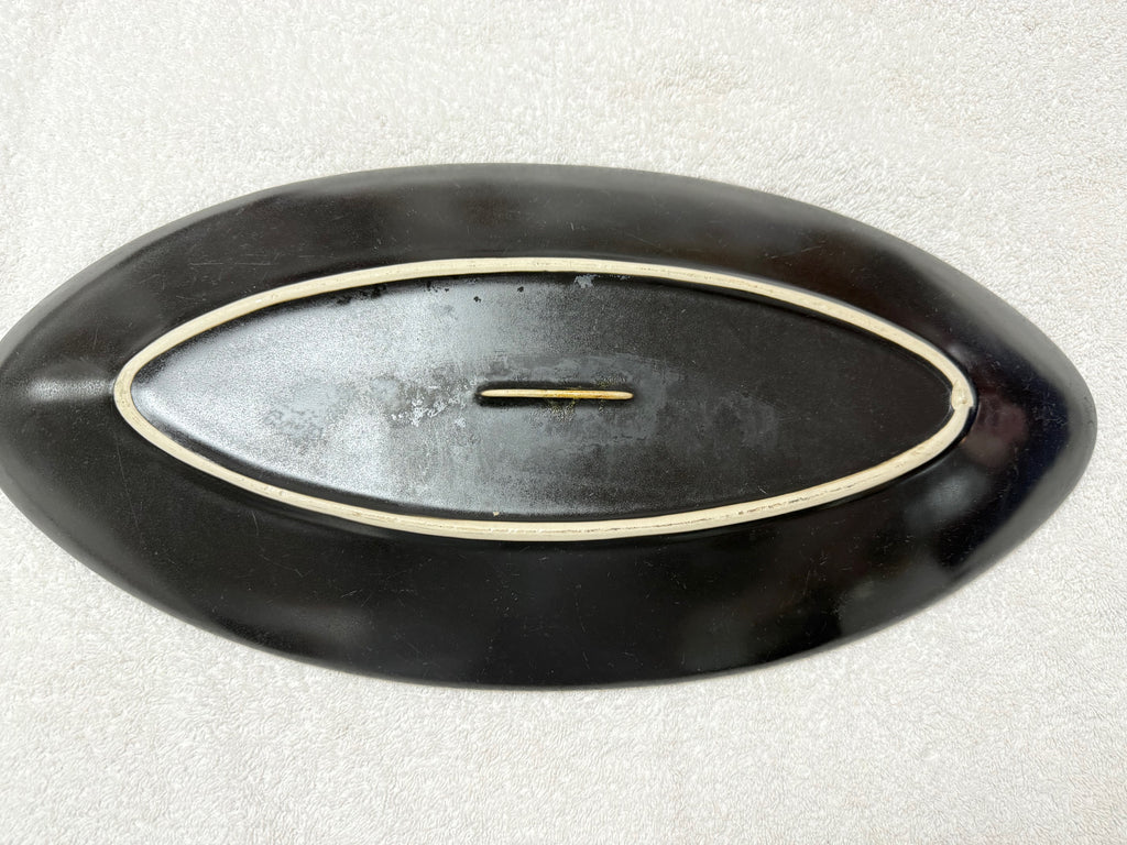 Black Oval Enamel Serving Platter – Vintage Style