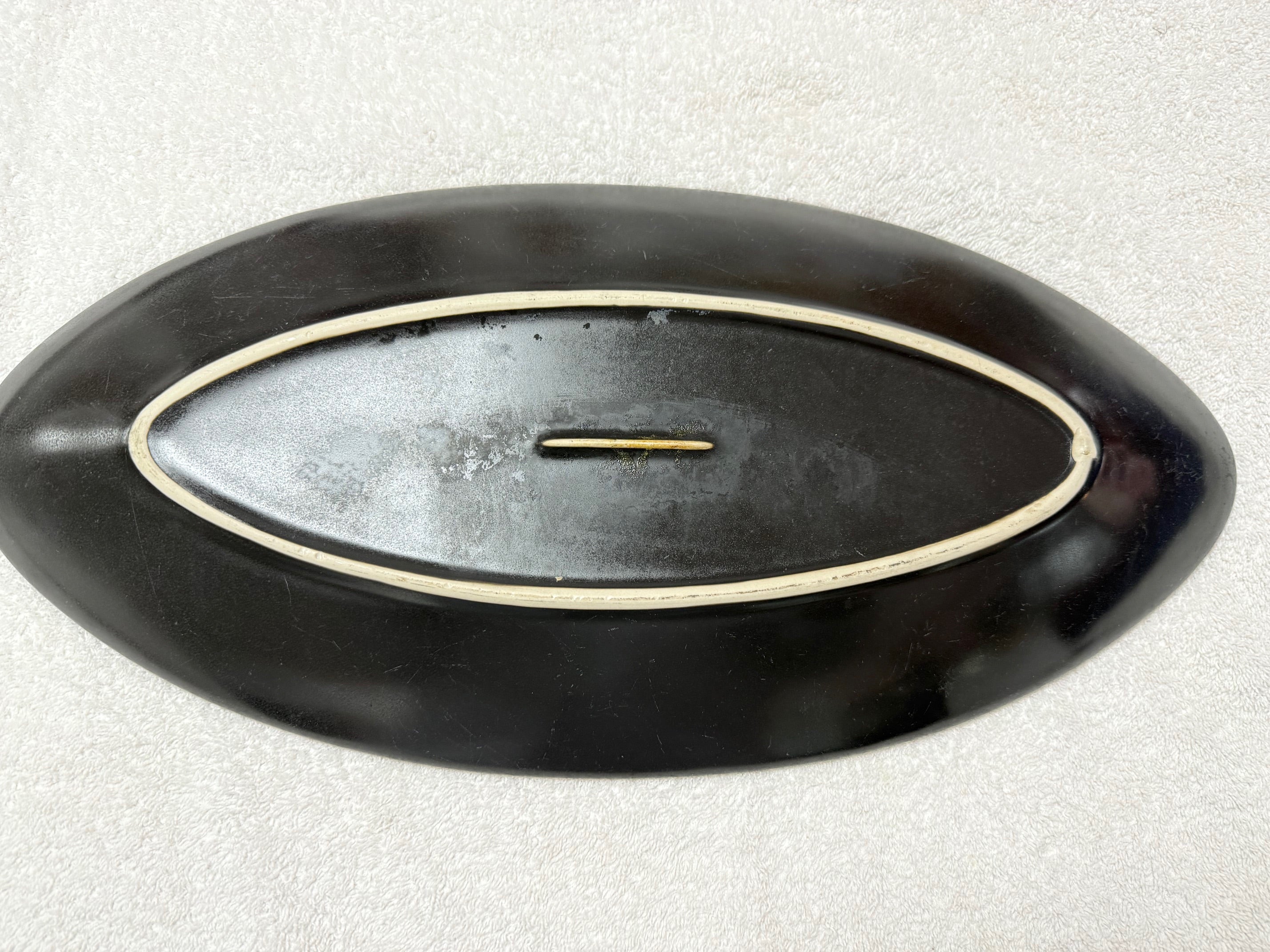 Black Oval Enamel Serving Platter – Vintage Style
