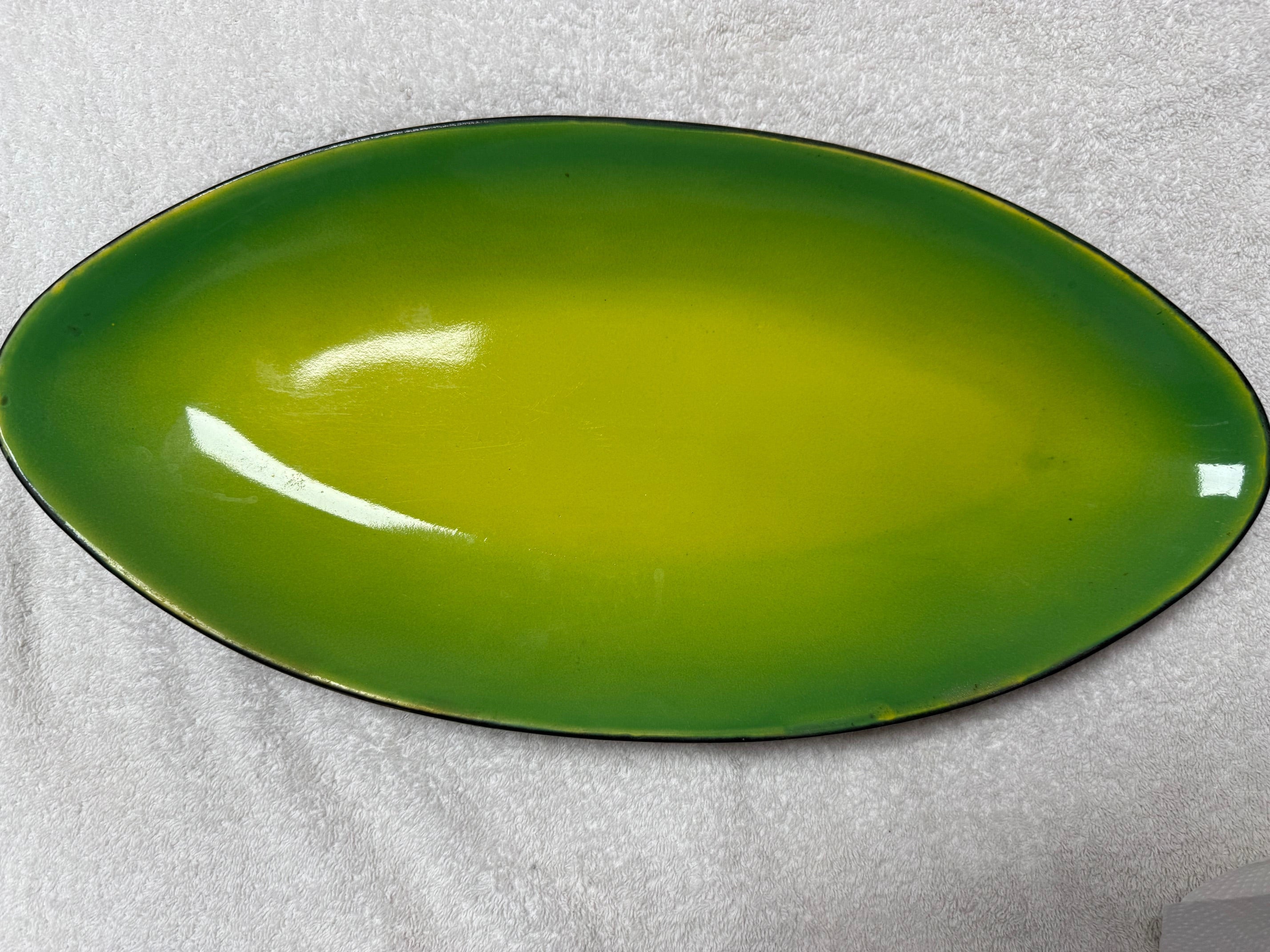 Lime Green Oval Enamel Serving Platter