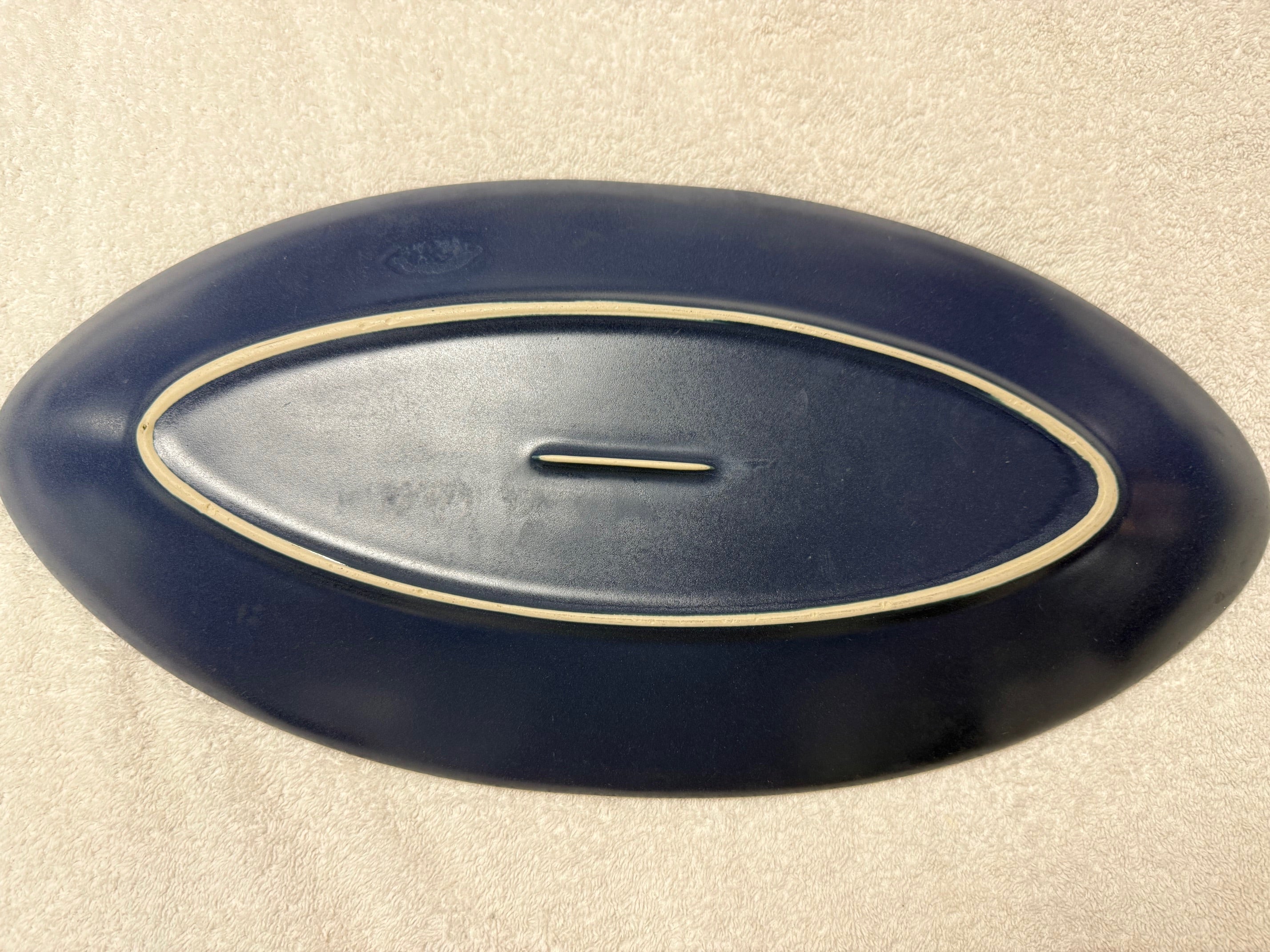Navy Blue Oval Enamel Serving Platter