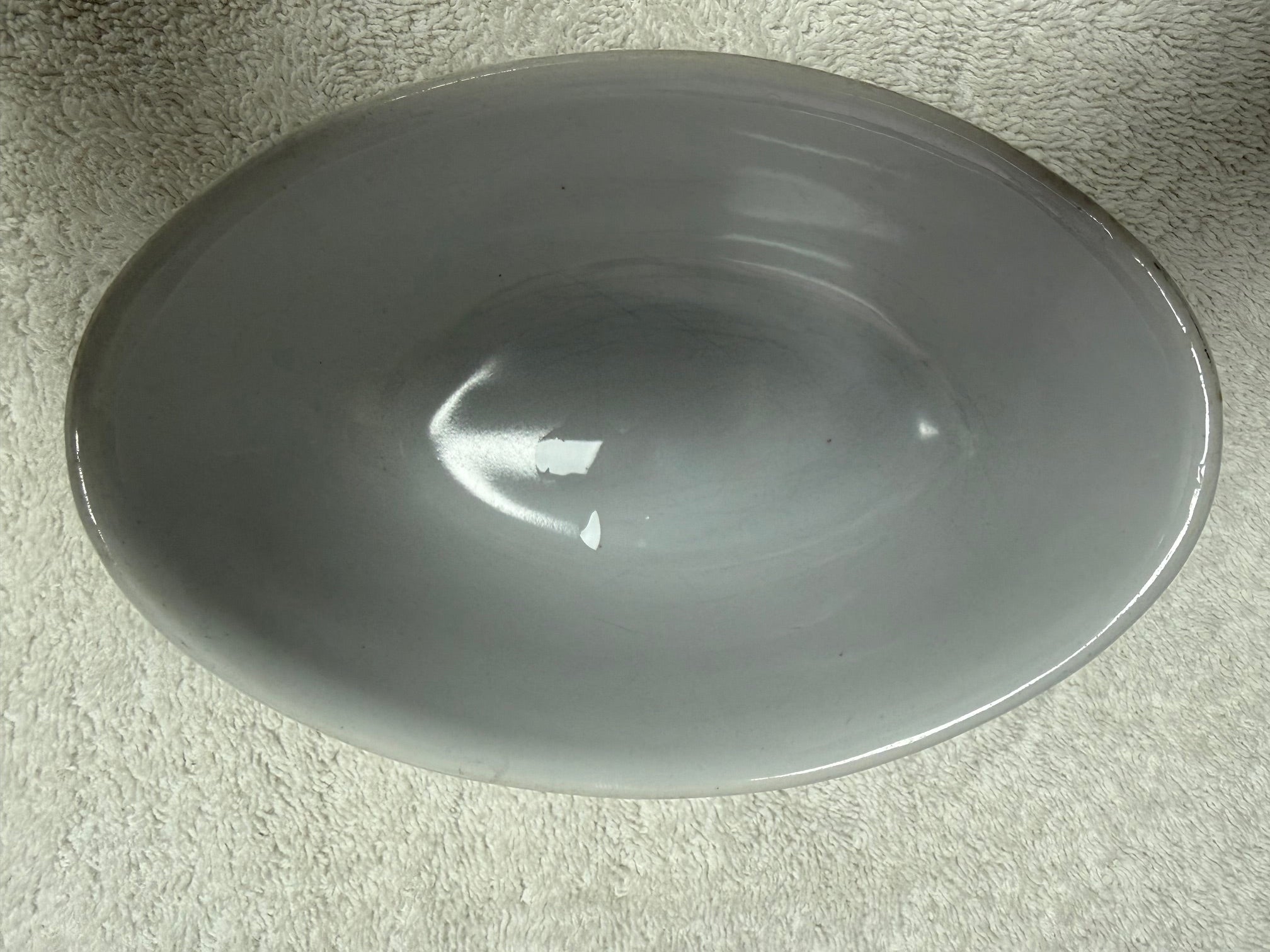 Artisan Oval Ceramic Bowl – Grey Glaze