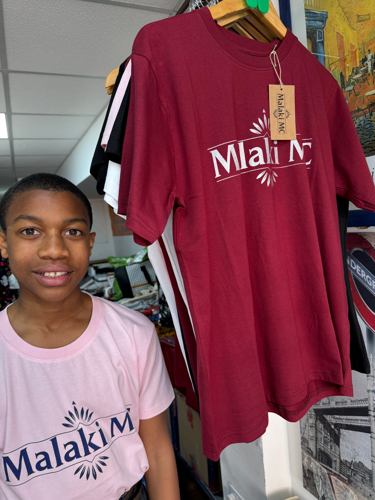 Malaki MC store front showing Pink Logo T-Shirt - New & Vintage Designer Brands