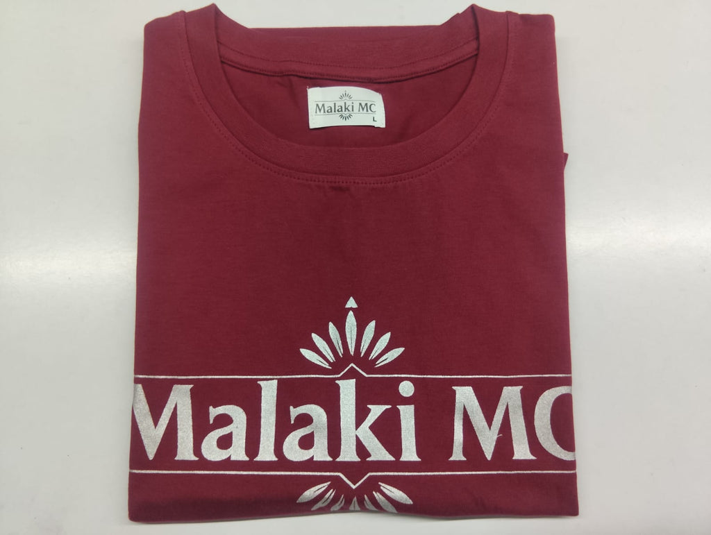 Malaki MC Burgundy Logo T-Shirt - 100% Cotton Branded Tee