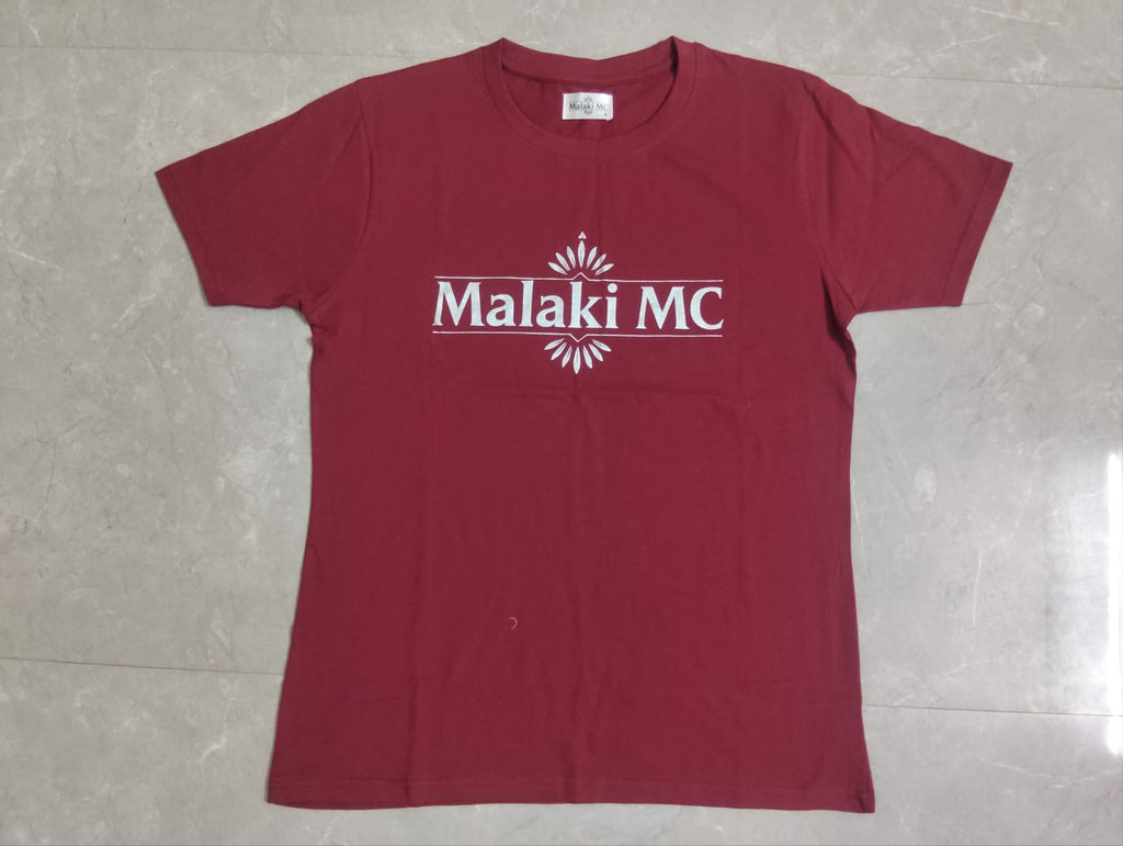 Malaki MC Women's Burgundy T-Shirt - White Logo Branded Tee