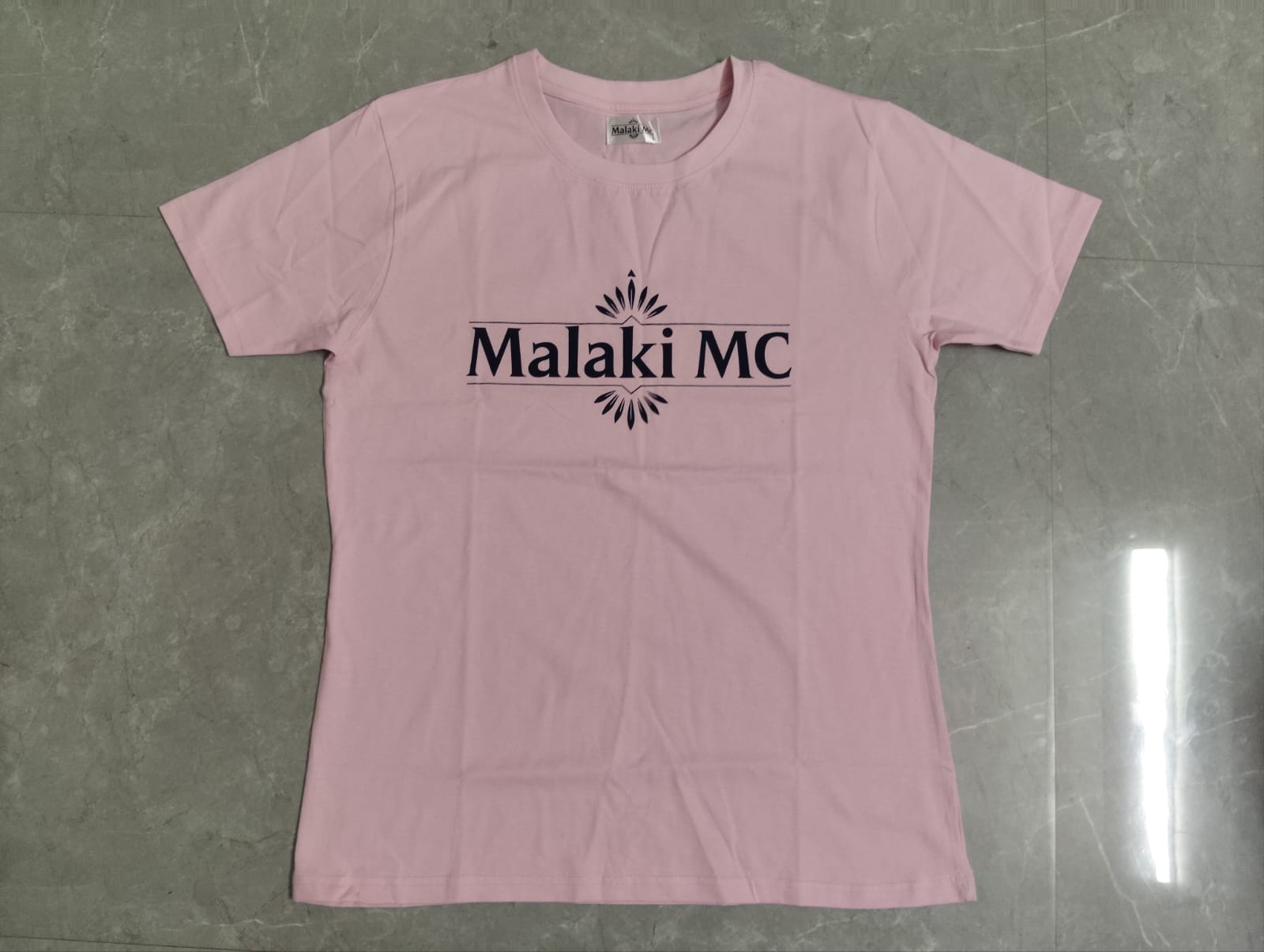 Malaki MC Women's Pink T-Shirt - Black Logo Branded Tee