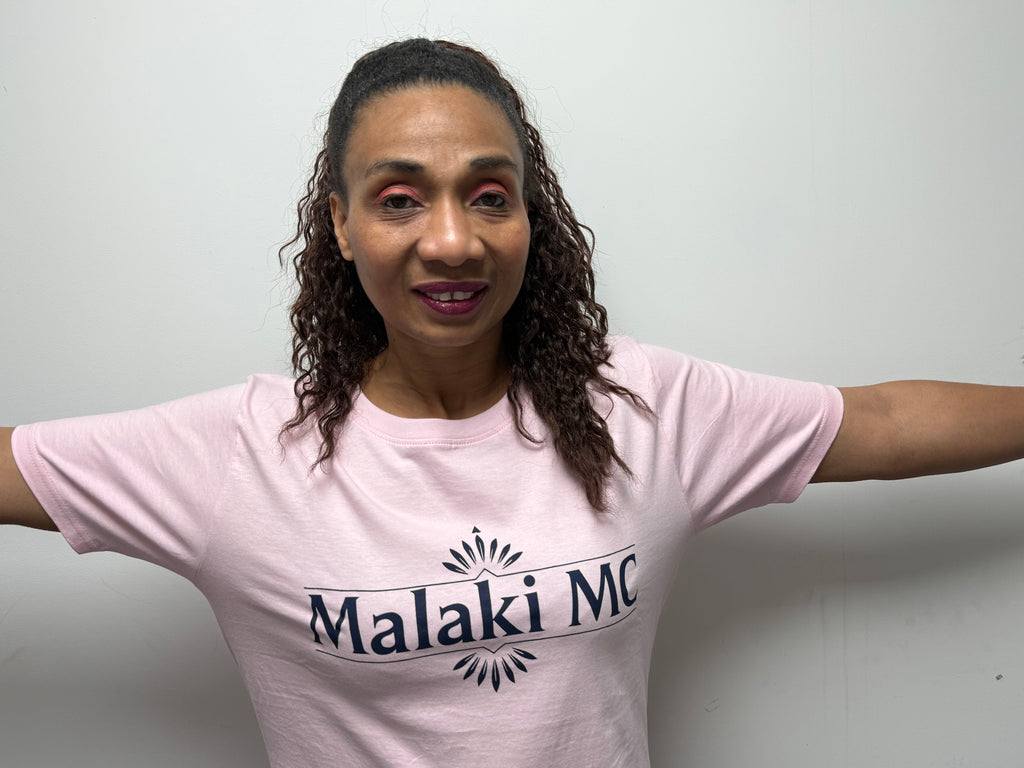 Malaki MC Women's Pink T-Shirt - Black Logo Branded Tee
