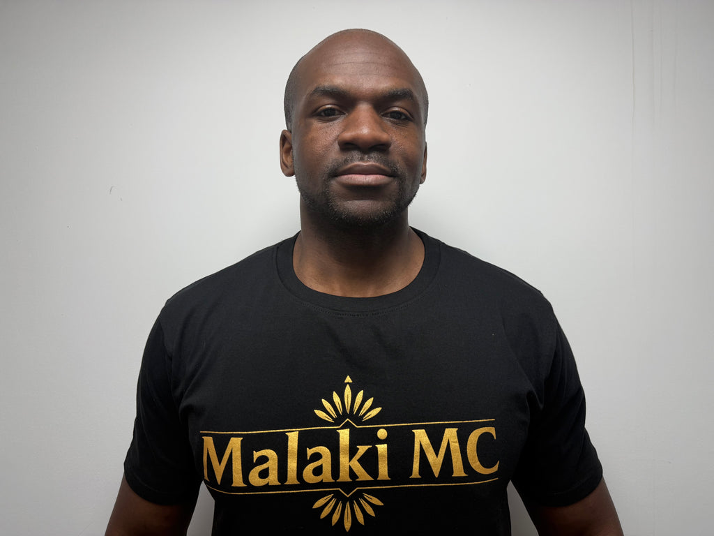 Malaki MC Black T-Shirt - Premium Branded Tee with Gold Logo