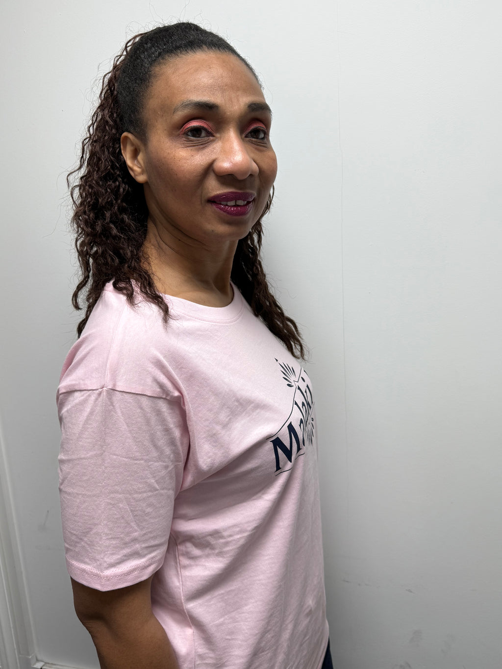 Malaki MC Women's Pink T-Shirt - Black Logo Branded Tee
