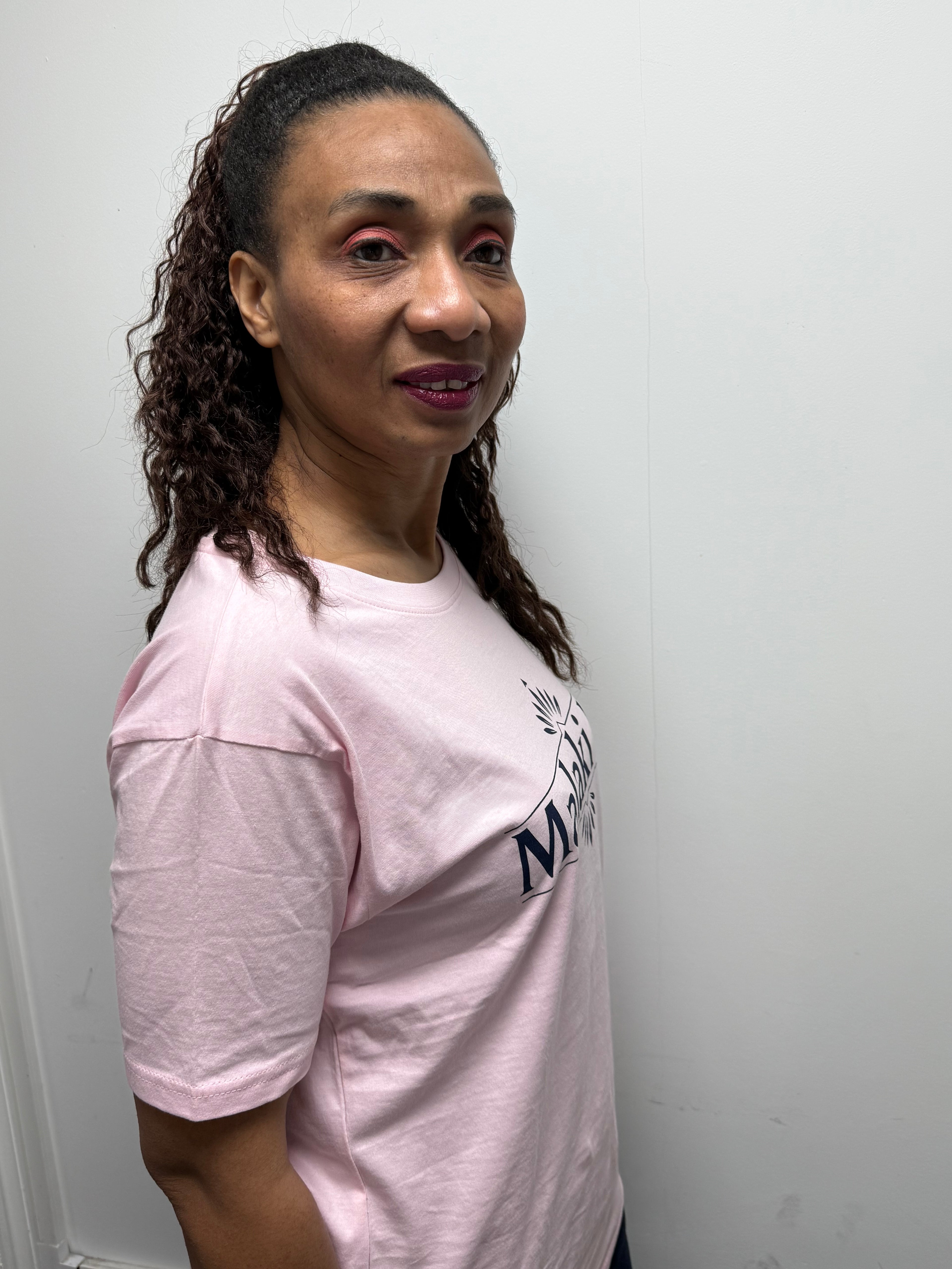 Malaki MC Women's Pink T-Shirt - Black Logo Branded Tee