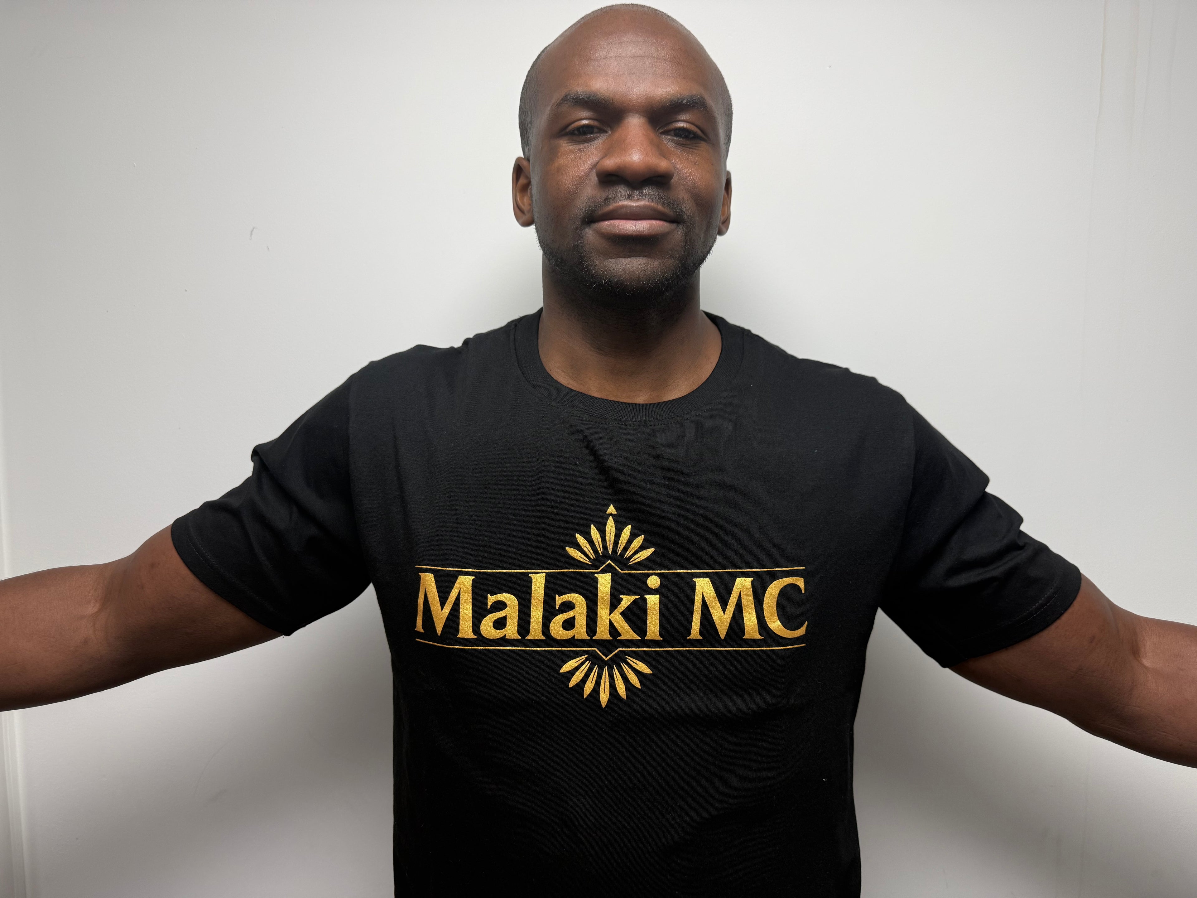 Malaki MC Black T-Shirt - Premium Branded Tee with Gold Logo