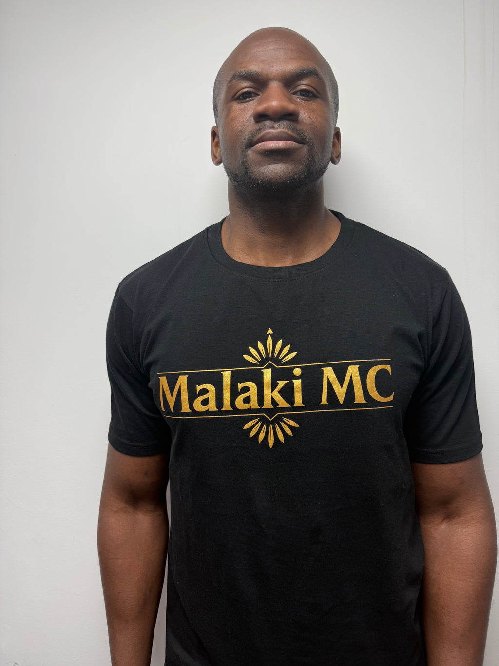 Malaki MC Black T-Shirt - Premium Branded Tee with Gold Logo