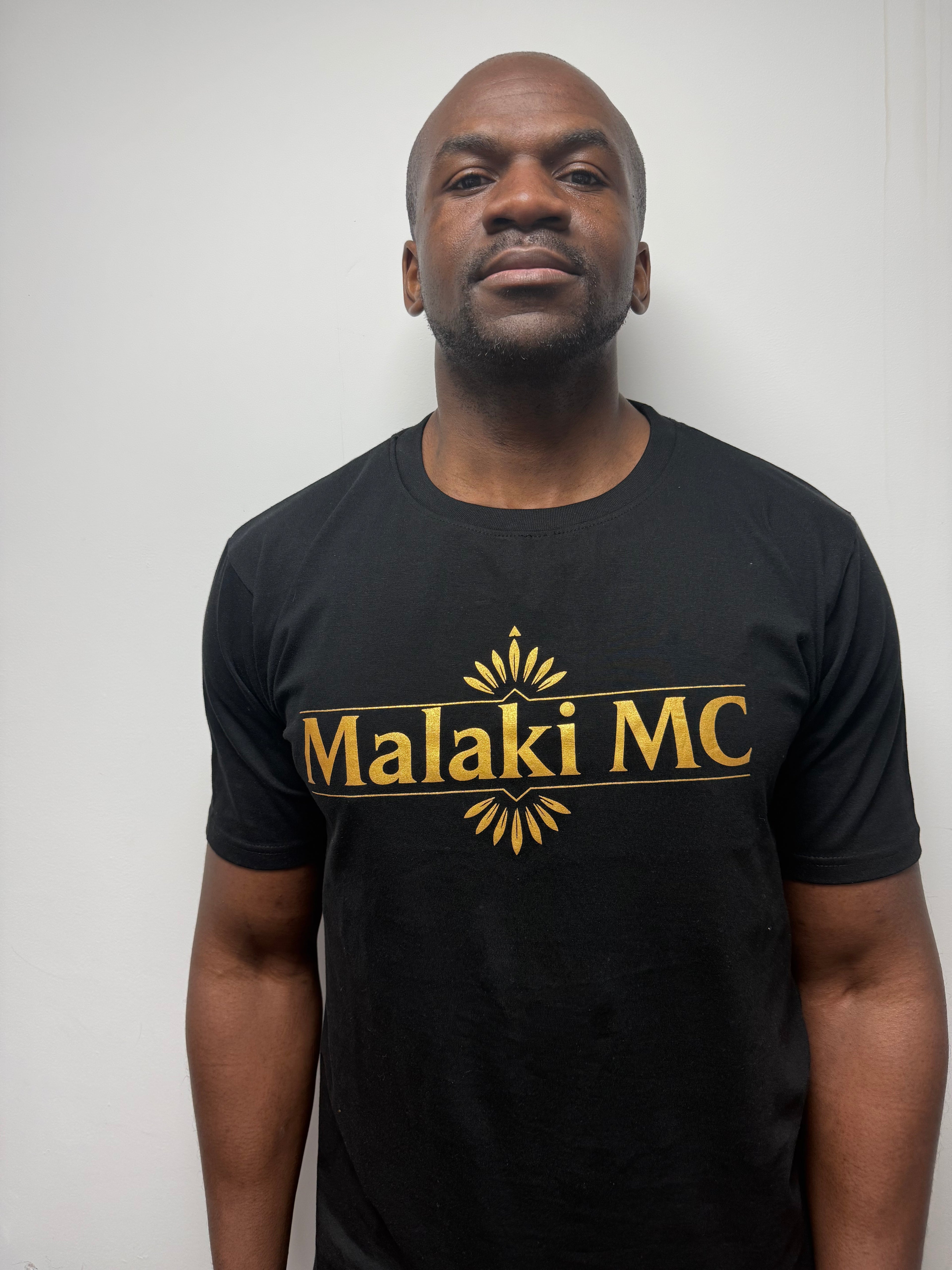 Malaki MC Black T-Shirt - Premium Branded Tee with Gold Logo