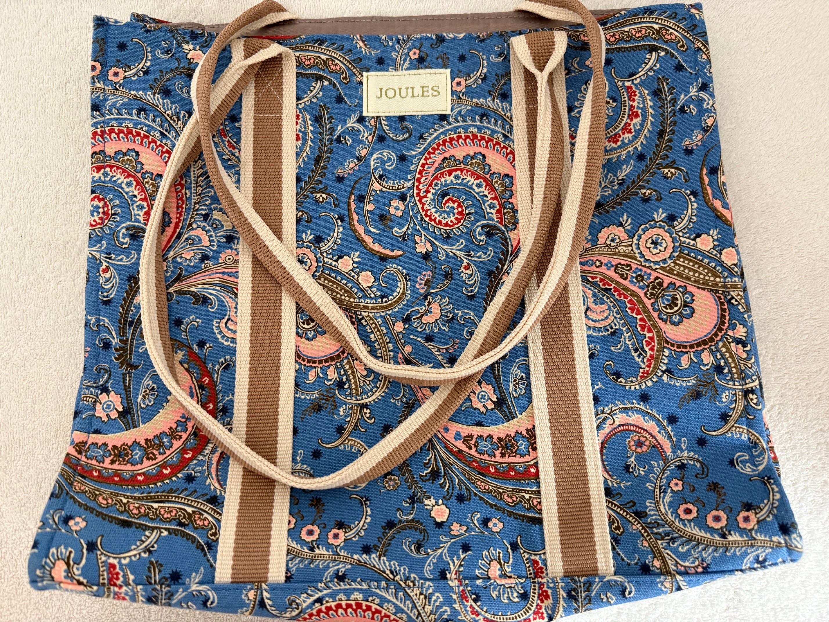 Joules Paisley Tote Bag - Blue Designer Canvas Shopper